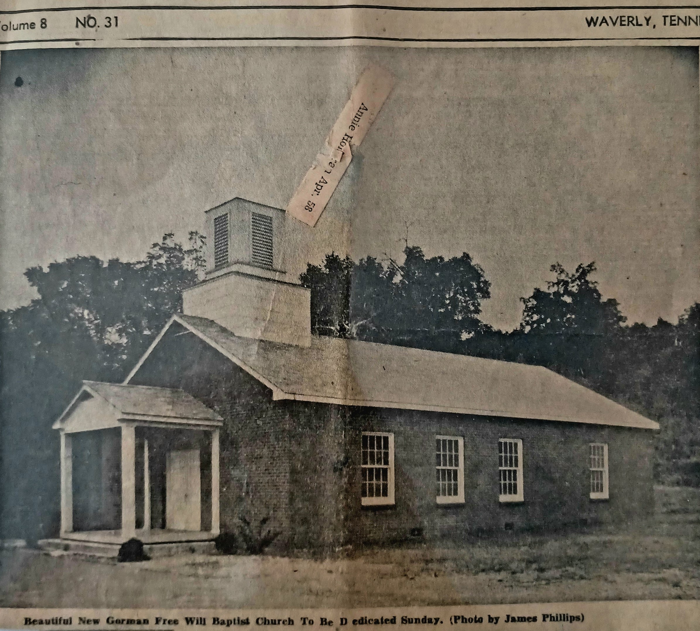 Newspaper clipping of Gorman Free Will Baptist Church