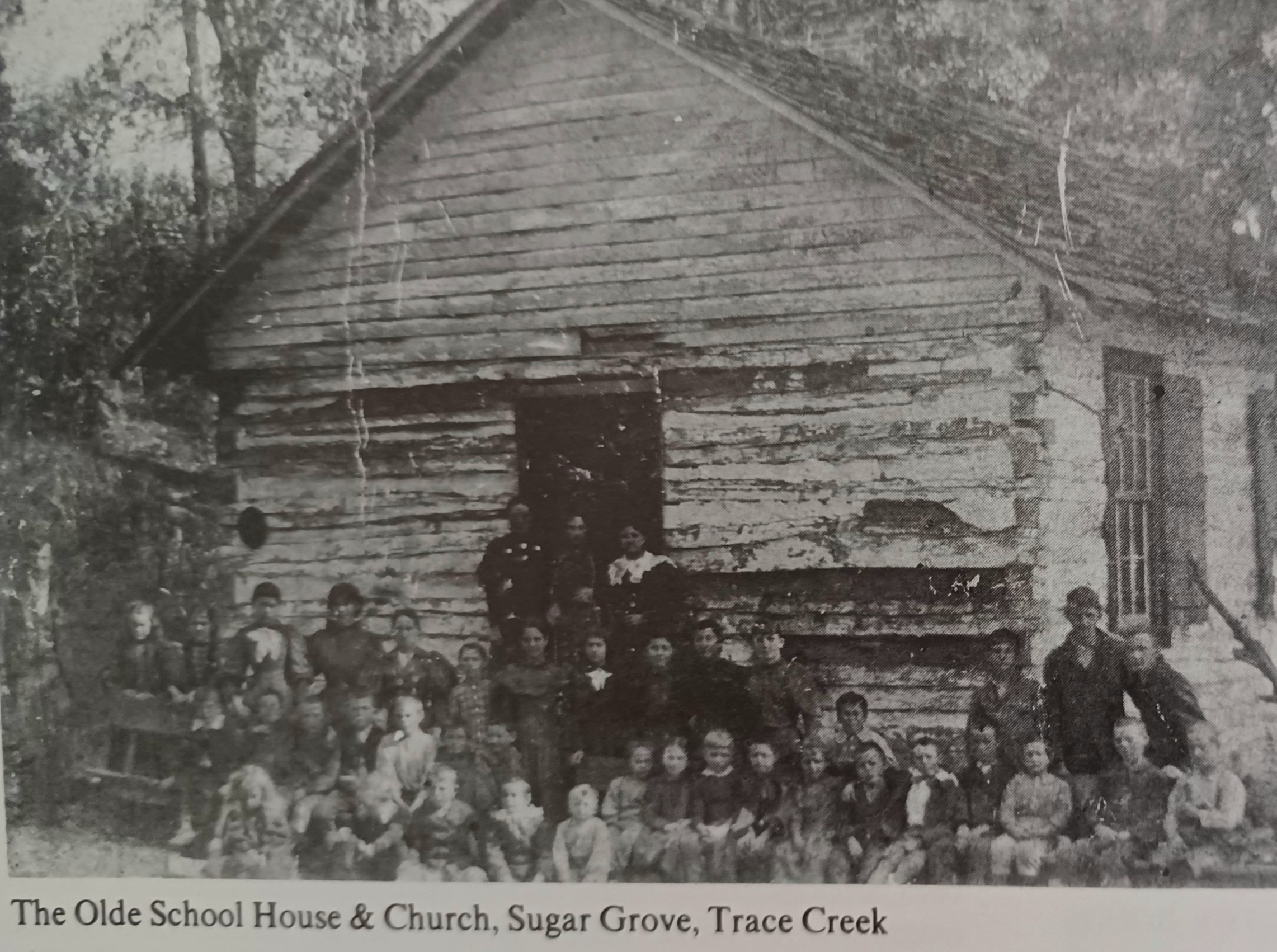 Newspaper clipping of 'The Olde School House & Church' Sugar Grove, Trace Creek